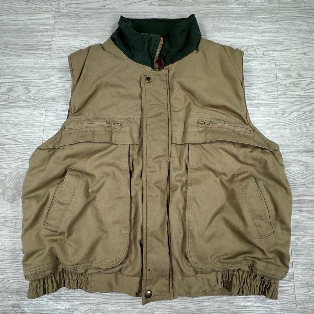Appalachian Trail Mens Vest Flannel Lined Workwear Tan Large‎ Plaid Utility